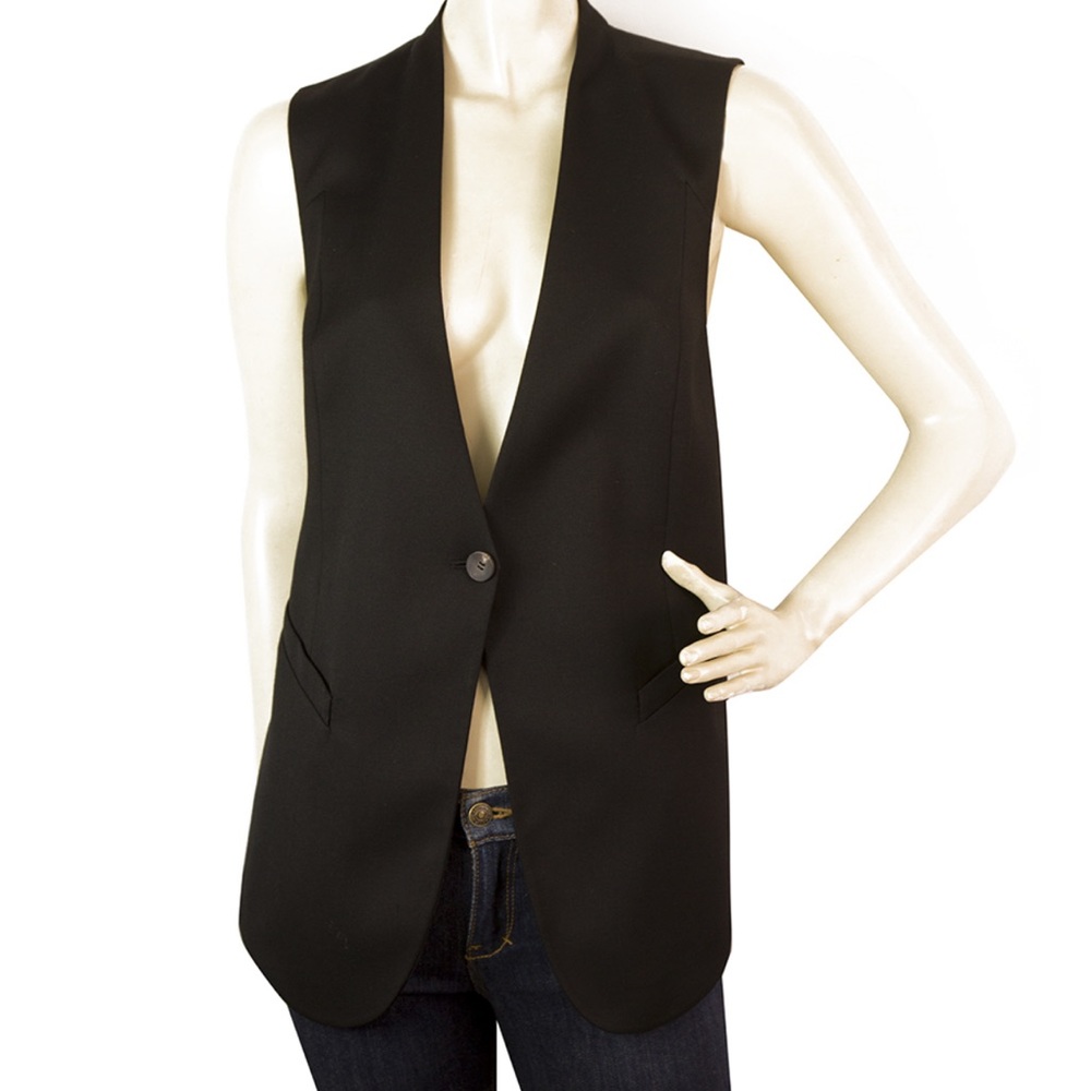 Helmut Lang Black Wool Long Back Gillet - Picture 4 of 5